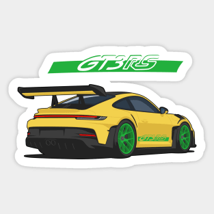 Rear car 911 gt3 rs yellow green Sticker